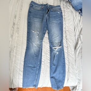 Distressed Blue Jeans